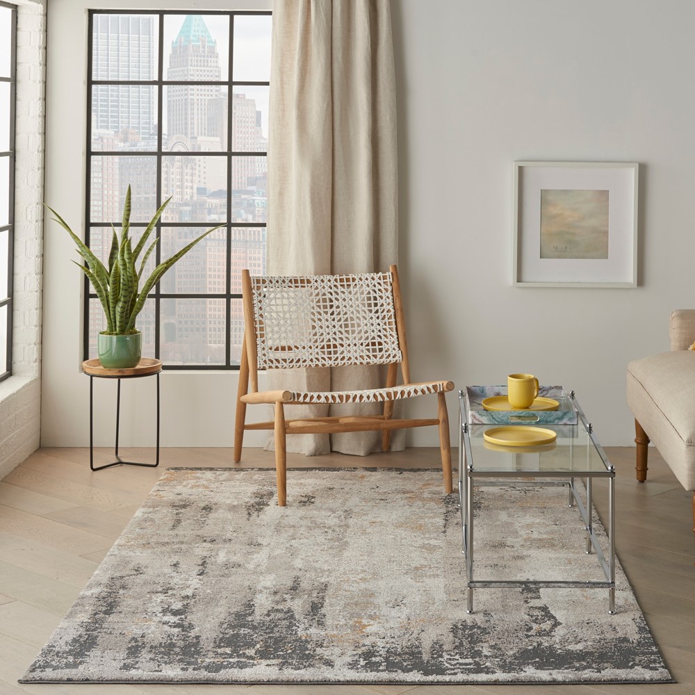 Tangra TNR05 Abstract Rug by Nourison in Cream Grey